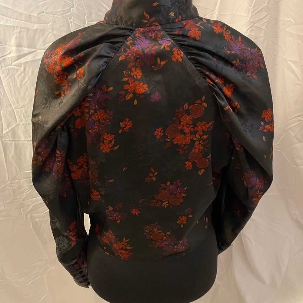 Zara Black Floral Satin Blouse - Picture 2 of 11
